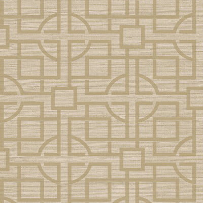 product image of Geo Faux Grasscloth Asian-Inspired Wallpaper in Gold 516