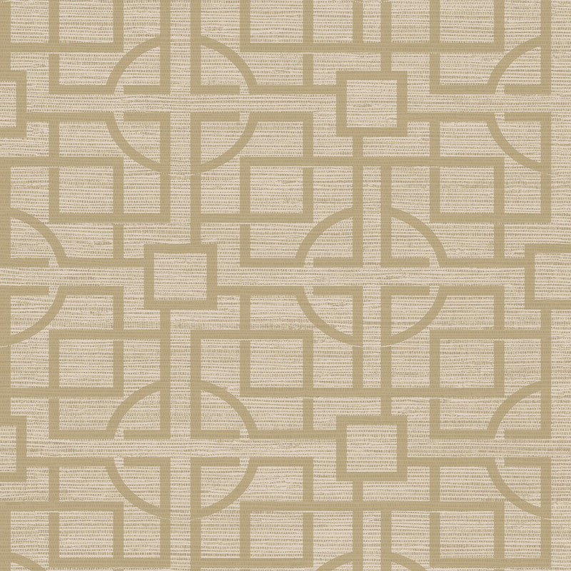 media image for Geo Faux Grasscloth Asian-Inspired Wallpaper in Gold 289