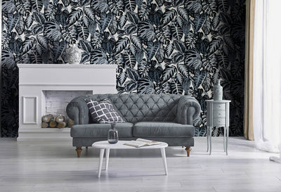 product image for Elephant Leaf Wallpaper in Blue 20