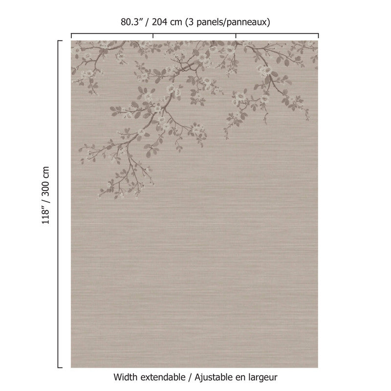 media image for Apple Blossom Wall Mural in Taupe/Mauve 262