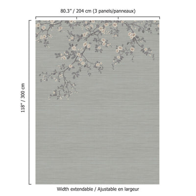 product image for Apple Blossom Wall Mural in Blue/Grey 85