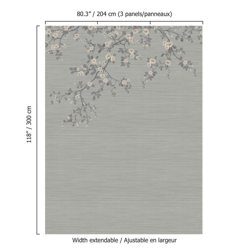 media image for Apple Blossom Wall Mural in Blue/Grey 234