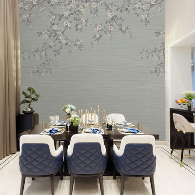 product image for Apple Blossom Wall Mural in Blue/Grey 12