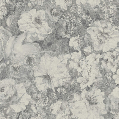 product image of Floral on Faux Grasscloth Wallpaper in Blue/Grey 523