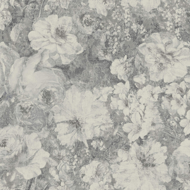 media image for Floral on Faux Grasscloth Wallpaper in Blue/Grey 216