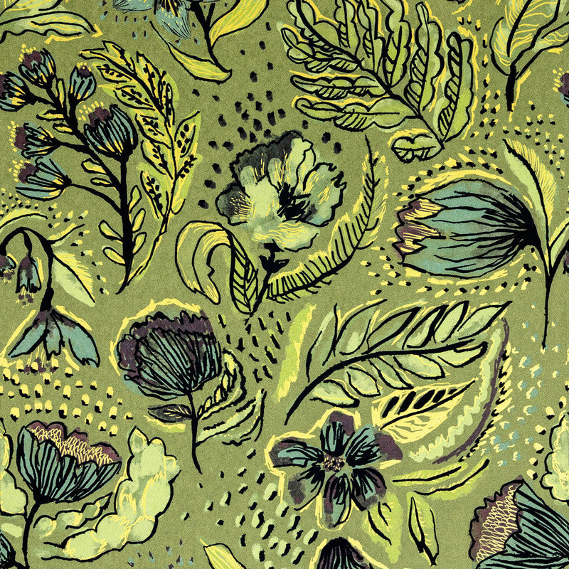 media image for Felice Wild Garden Wallpaper in Green Pepper 267
