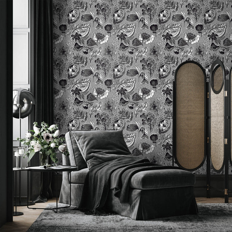 media image for Felice Wild Garden Wallpaper in Black Cumin 221