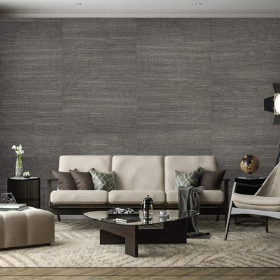 product image for Grasscloth Fine Woven Wallpaper in Black/Silver 41