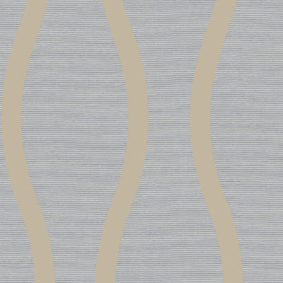 product image of Beaded Wavy Stripe Wallpaper in Light Blue/Gold 520