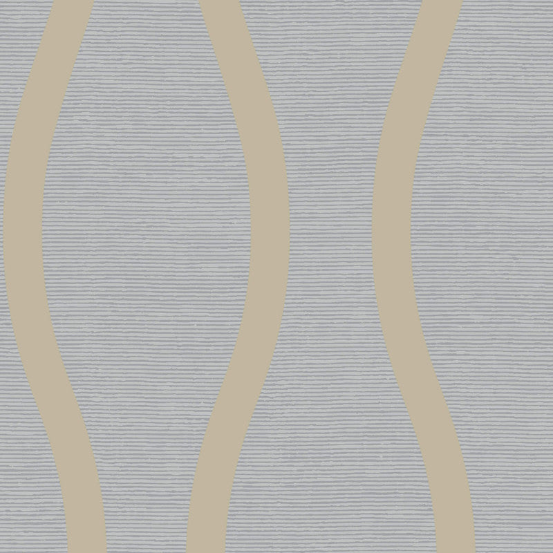 media image for Beaded Wavy Stripe Wallpaper in Light Blue/Gold 237