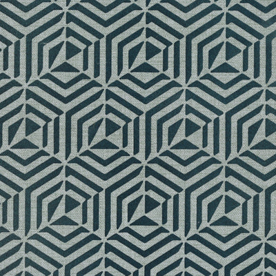 product image of Geometric Flocked Wallpaper in Deep Teal 563