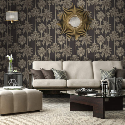 product image for Palm Print Contemporary Wallpaper in Gold/Brown 45