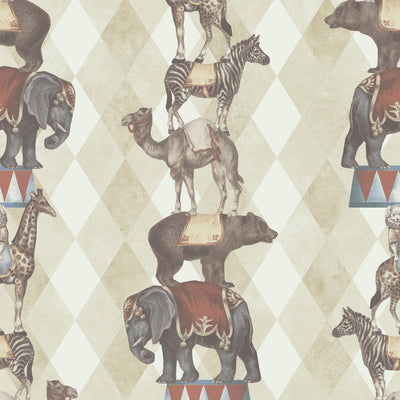 product image of Geo Circus Animals Wallpaper in Beige 531