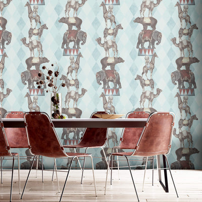 product image for Geo Circus Animals Wallpaper in Aqua 72