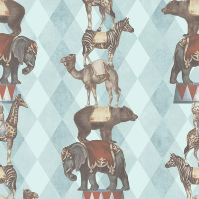 product image for Geo Circus Animals Wallpaper in Aqua 73