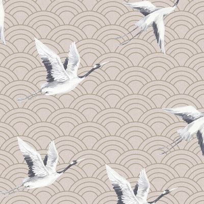 product image of Cranes & Scallops Wallpaper in Pearlescent Blush 552