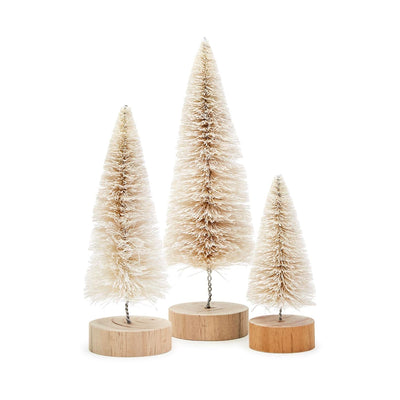 product image of Christmas Bottle Brush Trees with Natural Wood Base - Set of 3 590