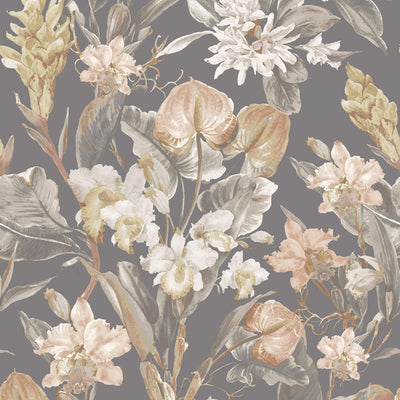 product image of Sample Floral Foliage Traditional Wallpaper in Mauve/White 517