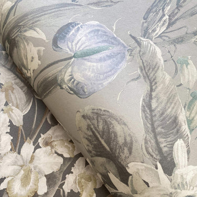 product image for Floral Foliage Traditional Wallpaper in Blue/Mint 79