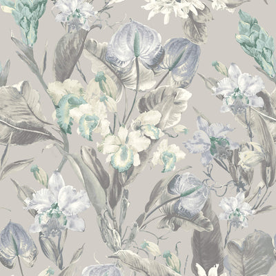 product image of Floral Foliage Traditional Wallpaper in Blue/Mint 539