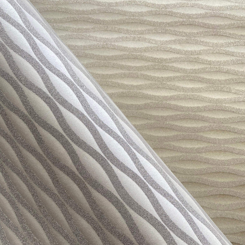 media image for Wavy Lines Beaded Textural Wallpaper in Silver/Grey 262