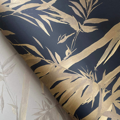 product image for Foliage Silhouette Wallpaper in Black/Gold 32