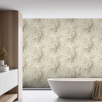 product image for Peacock Textured Wallpaper in Metallic/Cream 85