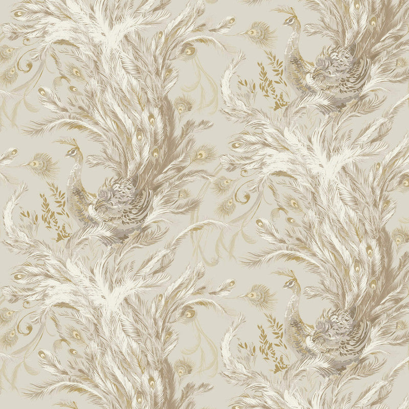 media image for Peacock Textured Wallpaper in Metallic/Cream 277