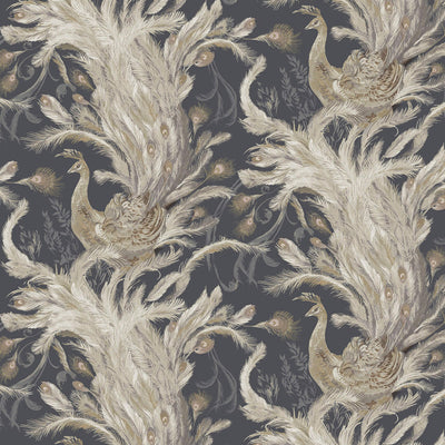 product image for Peacock Textured Wallpaper in Metallic/Black 73