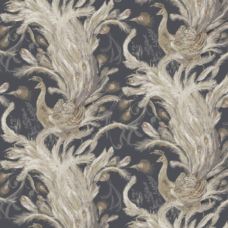 media image for Peacock Textured Wallpaper in Metallic/Black 267