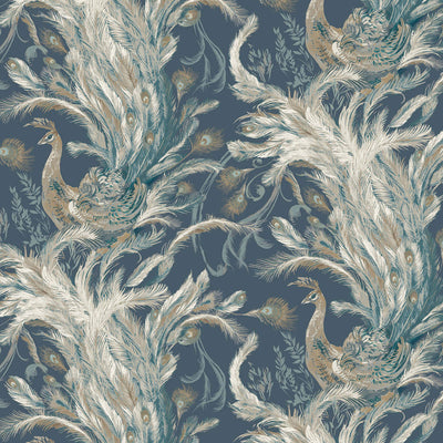 product image of Peacock Textured Wallpaper in Gold/Teal 539