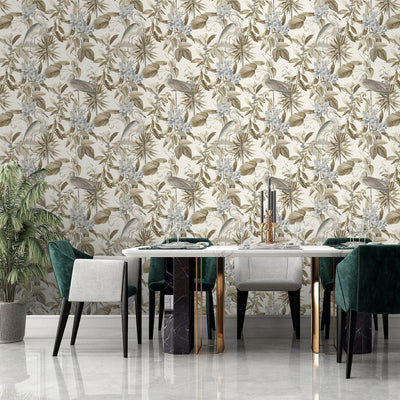 product image for Tropical Birds & Paradise Wallpaper in Sepia/Blue 70