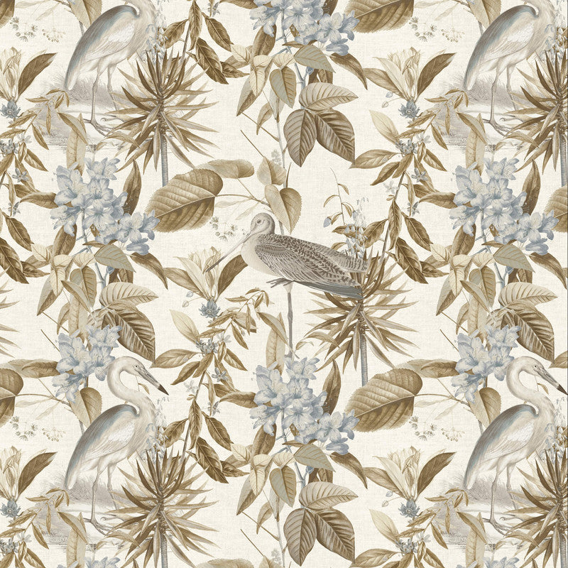 media image for Tropical Birds & Paradise Wallpaper in Sepia/Blue 233