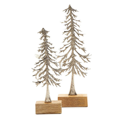 product image of Silver Shimmer Hand-Crafted Trees with String Lights - Set of 2 574