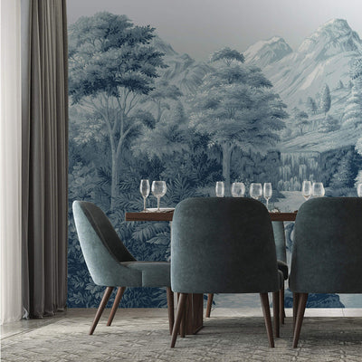 product image for Tropical Jungle Landscape Wall Mural in Blue 29