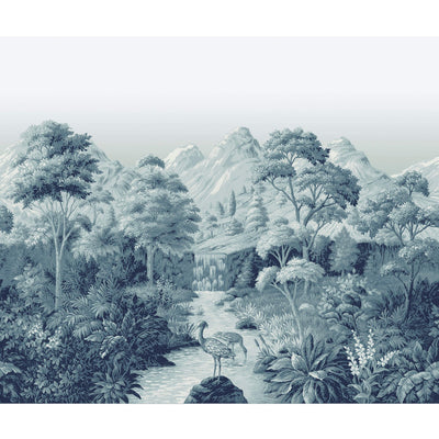 product image of Tropical Jungle Landscape Wall Mural in Blue 510