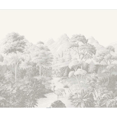 product image for Tropical Jungle Landscape Wall Mural in Grey/White 96