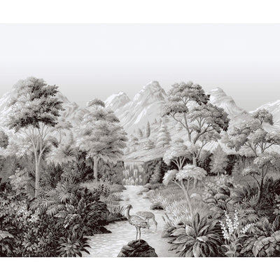 product image of Tropical Jungle Landscape Wall Mural in Black/Grey 519