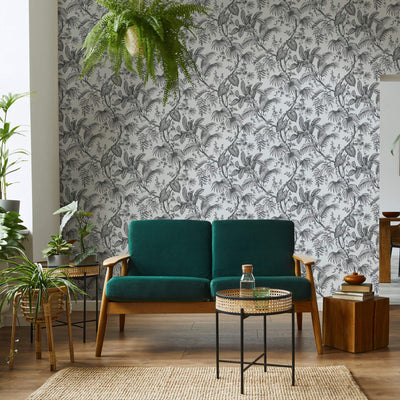 product image for Palm & Foliage Wallpaper in White/Black from the Olio Collection 68