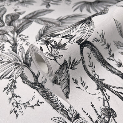 product image for Palm & Foliage Wallpaper in White/Black from the Olio Collection 55