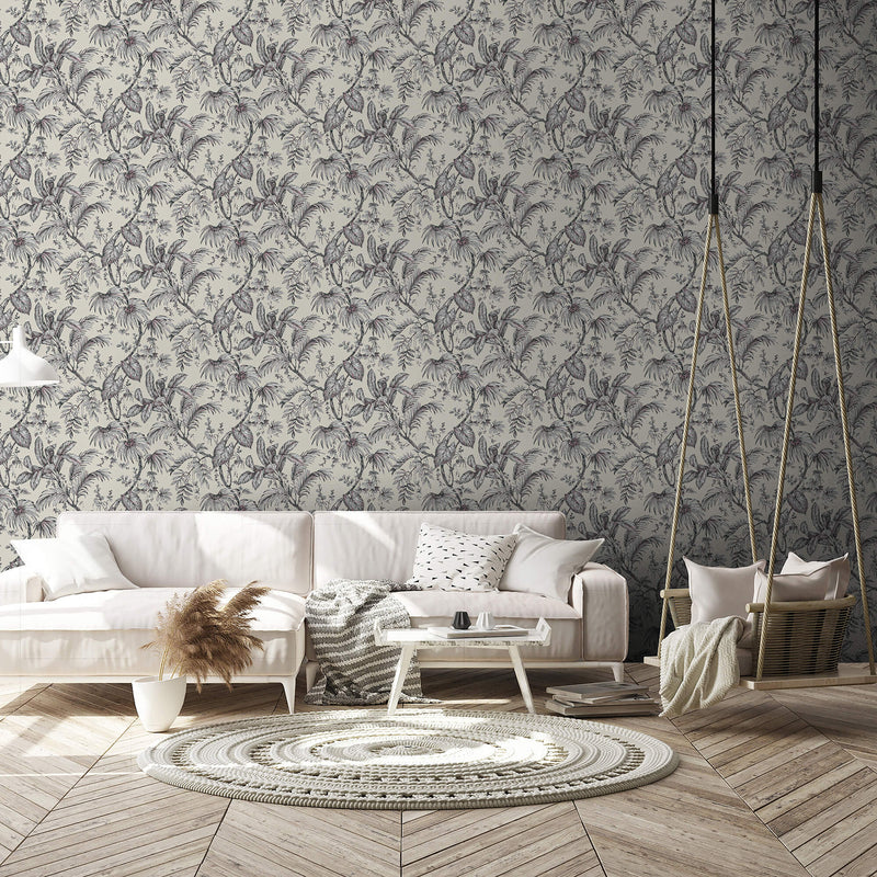 Shop Palm & Foliage Wallpaper in Beige/Black from the Olio Collection ...