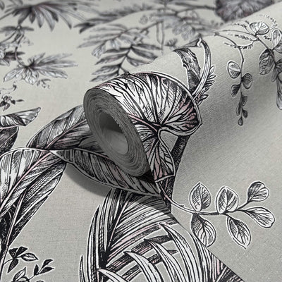 product image for Palm & Foliage Wallpaper in Beige/Black from the Olio Collection 76