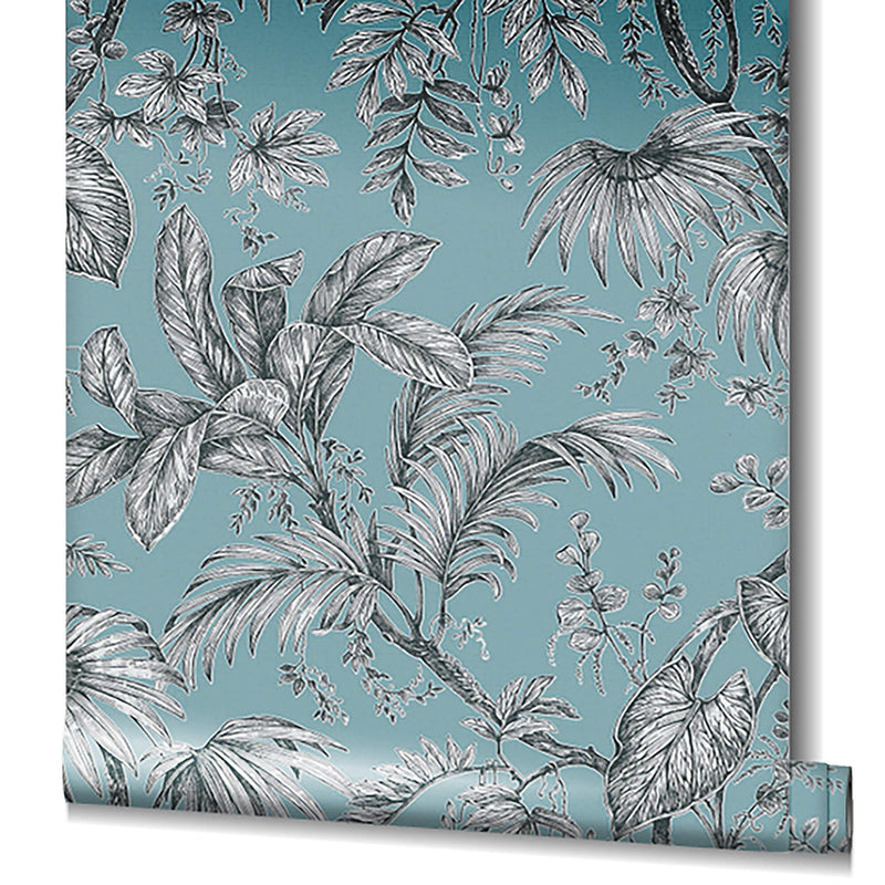 media image for Palm & Foliage Wallpaper in Soft Teal/Black from the Olio Collection 288