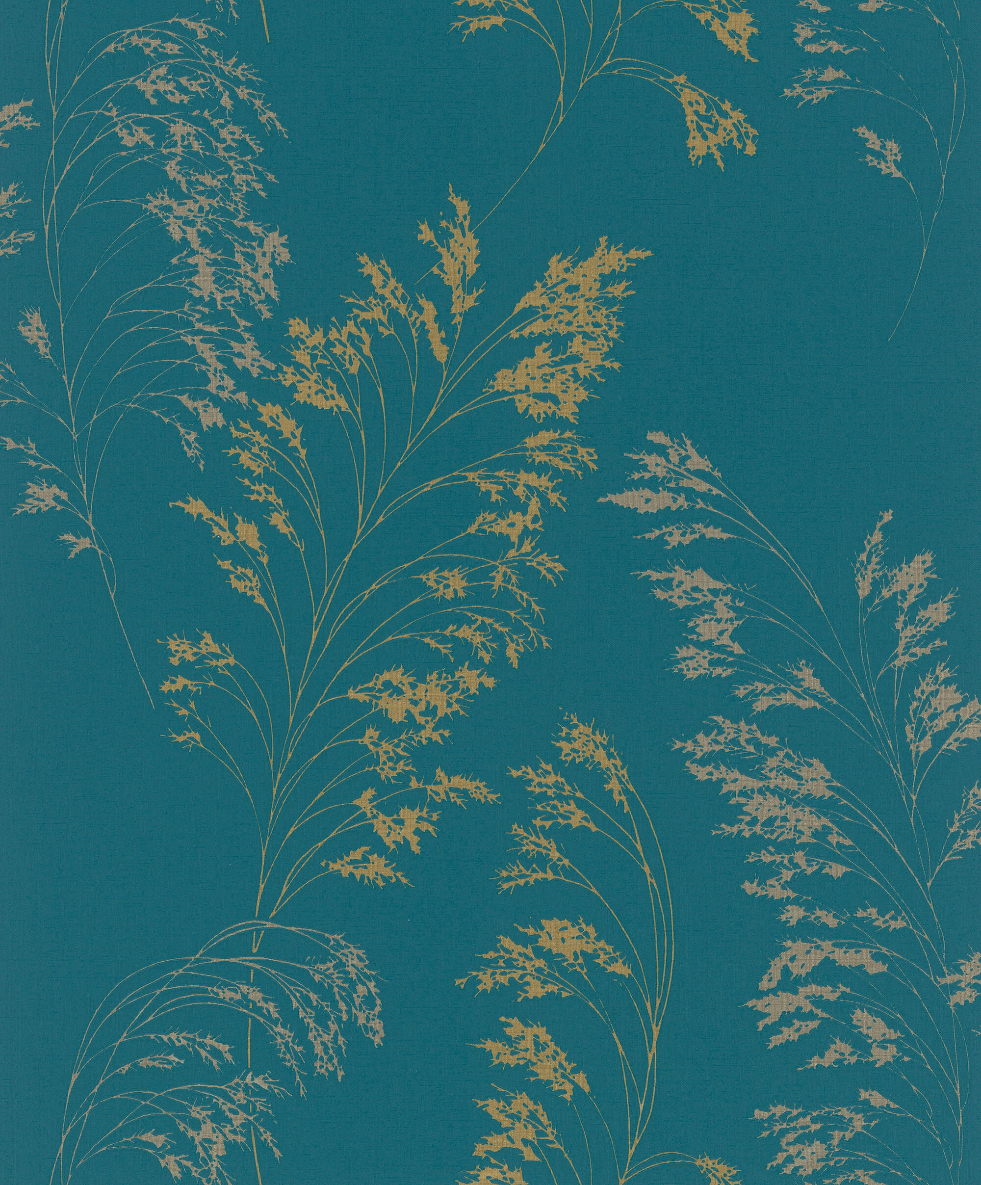 Shop Sample Feather Shrub Wallpaper in Teal/Gold from the Olio ...