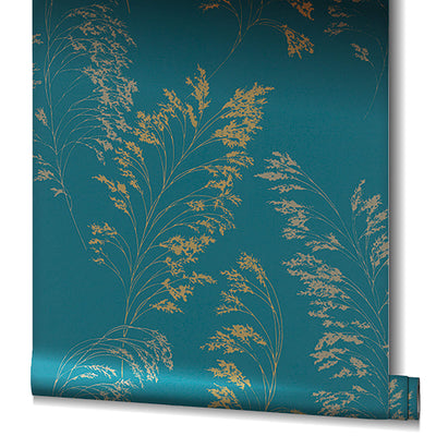 product image for Feather Shrub Wallpaper in Teal/Gold from the Olio Collection 33