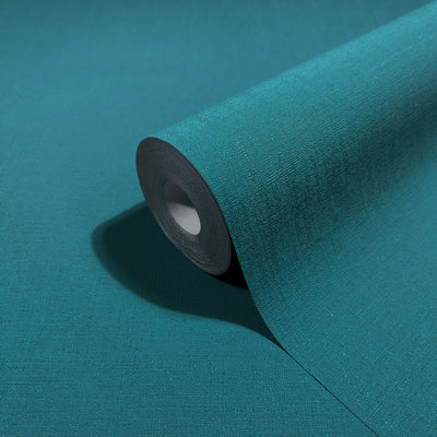 product image for Linen Texture Wallpaper in Teal from the Olio Collection 13