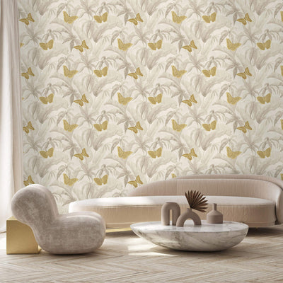 product image for Butterflies & Foliage Wallpaper in Muted Grey 58