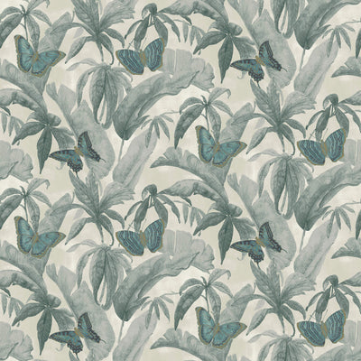 product image of Butterflies & Foliage Wallpaper in Steel Blue 587