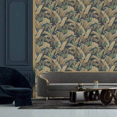 product image for Butterflies & Foliage Wallpaper in Deep Indigo 52