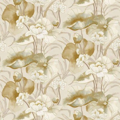 product image for Watercolor Waterlilies Wallpaper in Yellow/Beige 52